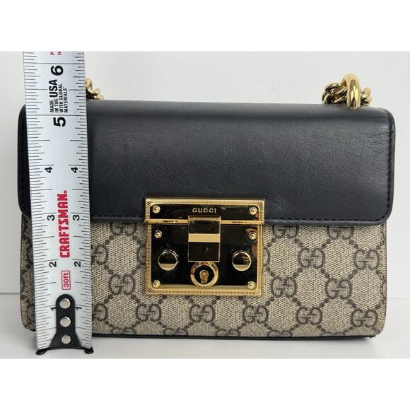 Gucci GG Supreme Padlock Small Shoulder Bag Brown and Black B-6 - Picture 15 of 16